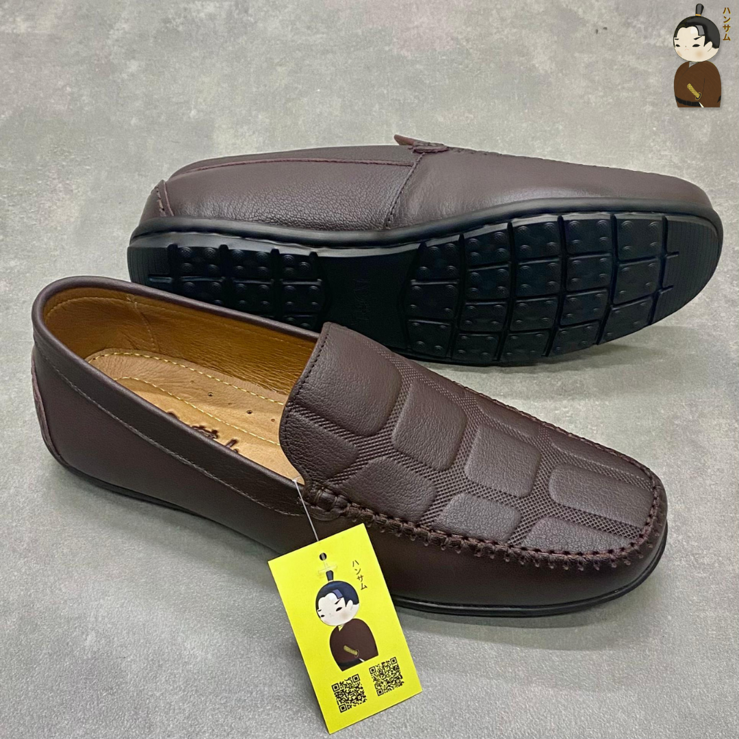  Giày lười Nam Hansamu Kai DGD09 màu Nâu - Moccasin da bò siêu bền 