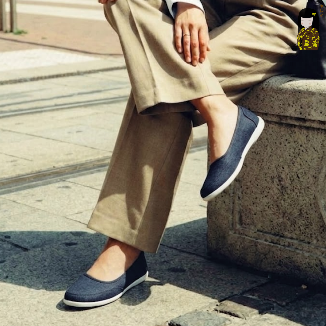  Giày búp bê thể thao nữ Kirei Nintai KH01 màu Xanh - Slip On nữ êm chân 