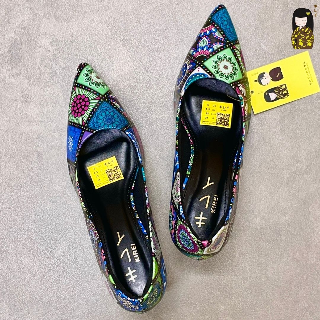  [Mới Về]Giày cao gót nữ công sở Kirei Biteki Boho HH19 màu Xanh Rêu Forest 