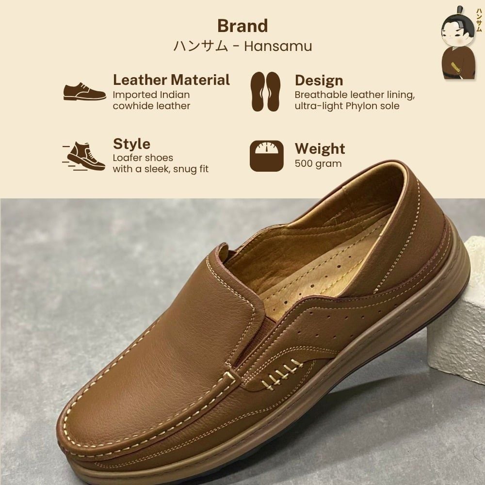  Giày lười Nam Hansamu Zen DGD05 màu Nâu - Loafer công sở 