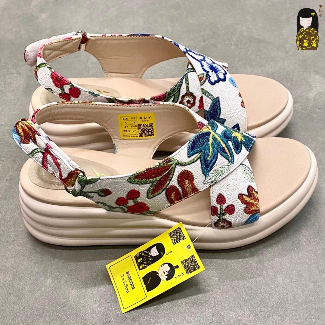  Sandal đế xuồng nữ Kirei Biteki CP09 màu Trắng - Công sở êm chân 
