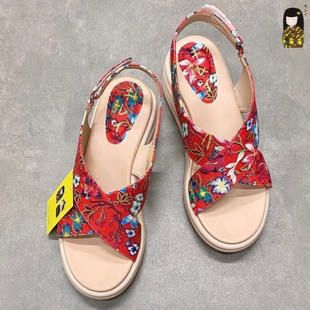  Sandal đế xuồng nữ Kirei Biteki CP09 màu Đỏ - Công sở êm chân 