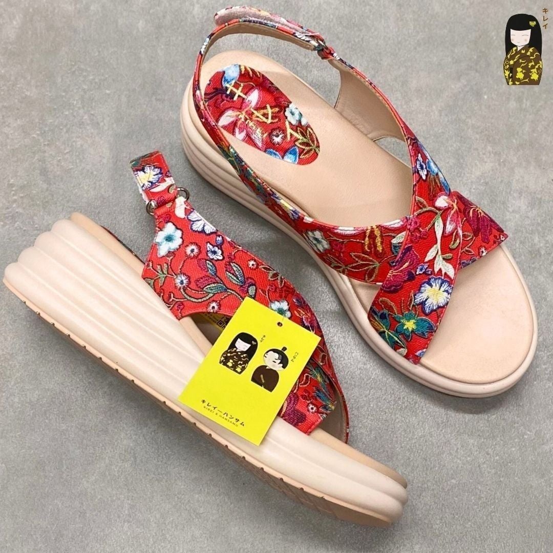  Sandal đế xuồng nữ Kirei Biteki CP09 màu Đỏ - Công sở êm chân 