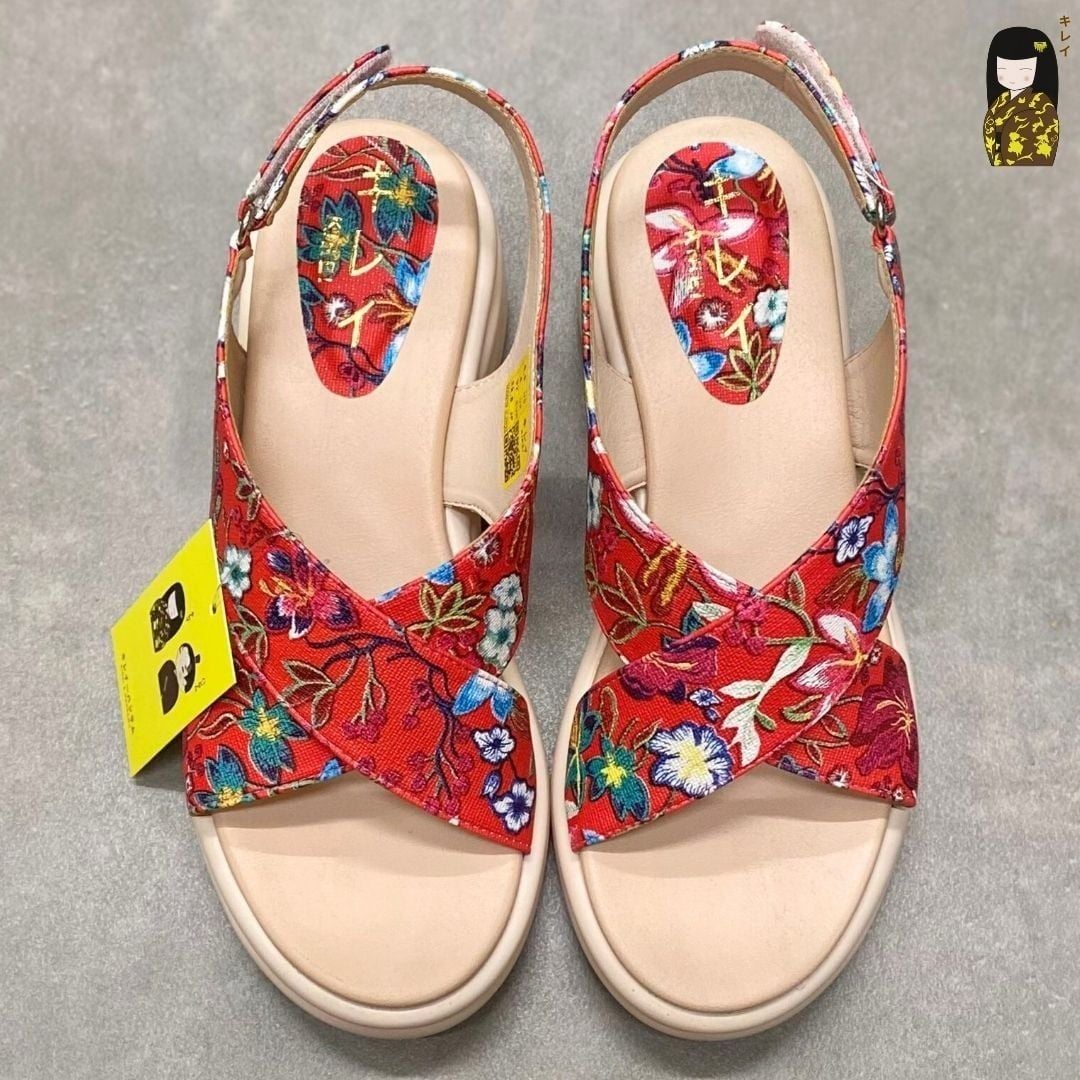  Sandal đế xuồng nữ Kirei Biteki CP09 màu Đỏ - Công sở êm chân 