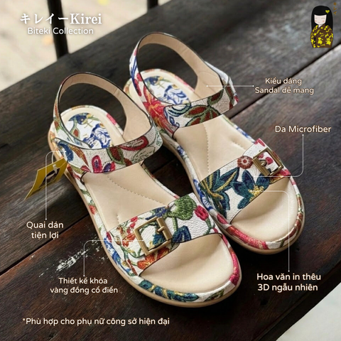 Sandal đế xuồng nữ Kirei Biteki CP10 màu Trắng - Công sở êm chân