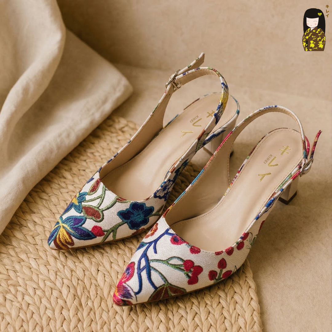  Giày slingback nữ Kirei Biteki CP06 màu Trắng - Cao gót công sở 