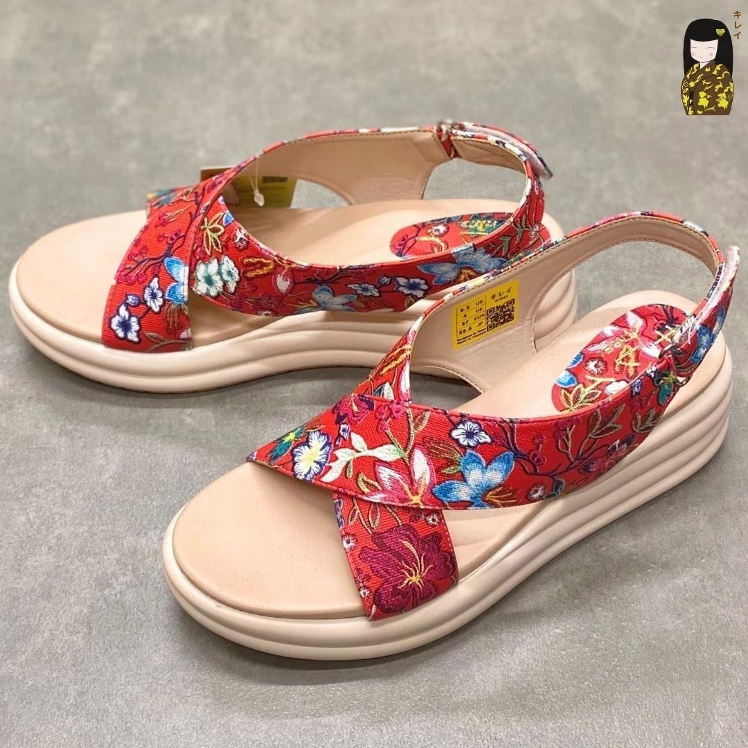  Sandal đế xuồng nữ Kirei Biteki CP09 màu Đỏ - Công sở êm chân 