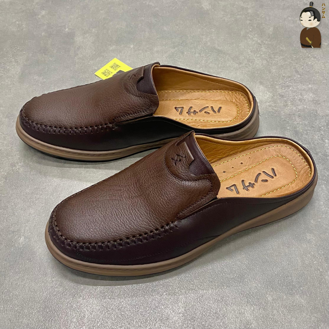  Dép Sục Nam Da Bò Hansamu Rõnin DGD11 màu Nâu - V1 