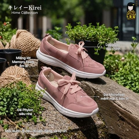 Giày đi bộ nữ Kirei Hime BG08 màu Hồng Camo
