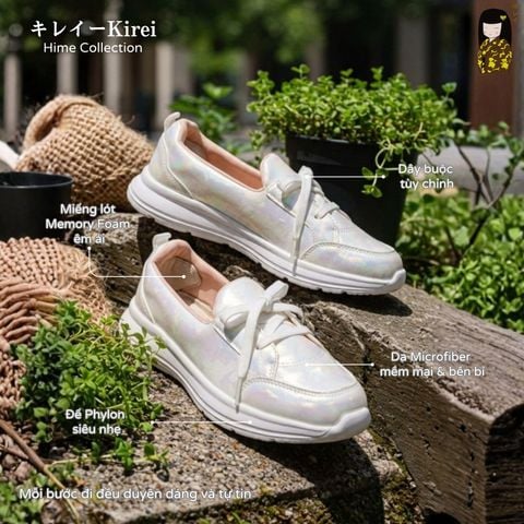 Giày đi bộ nữ Kirei Hime BG08 màu Trắng Camo