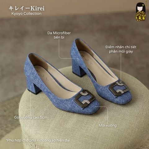 Giày Cao Gót Nữ Công Sở Kirei Kyōyō CP01 Jeans - Gót Vuông Êm Chân