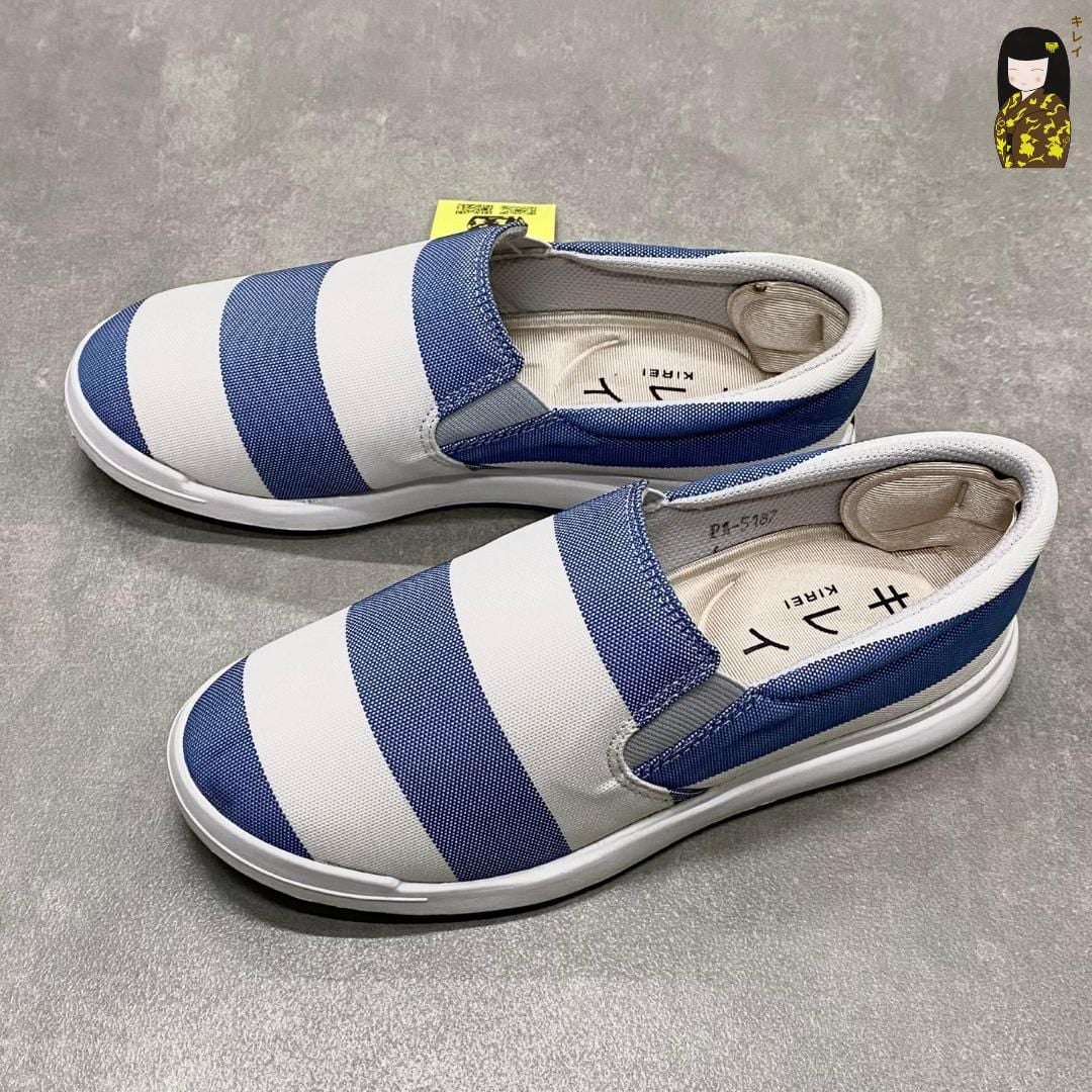  Giày búp bê nữ Kirei Nintai KH02 màu Trắng Xanh - Slip On nữ đi bộ 
