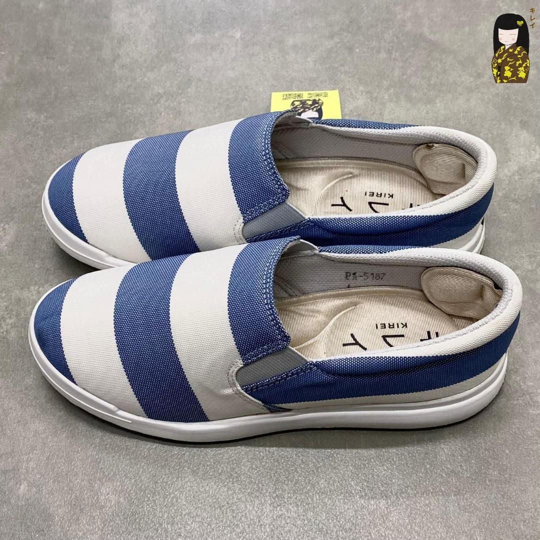  Giày búp bê nữ Kirei Nintai KH02 màu Trắng Xanh - Slip On nữ đi bộ 