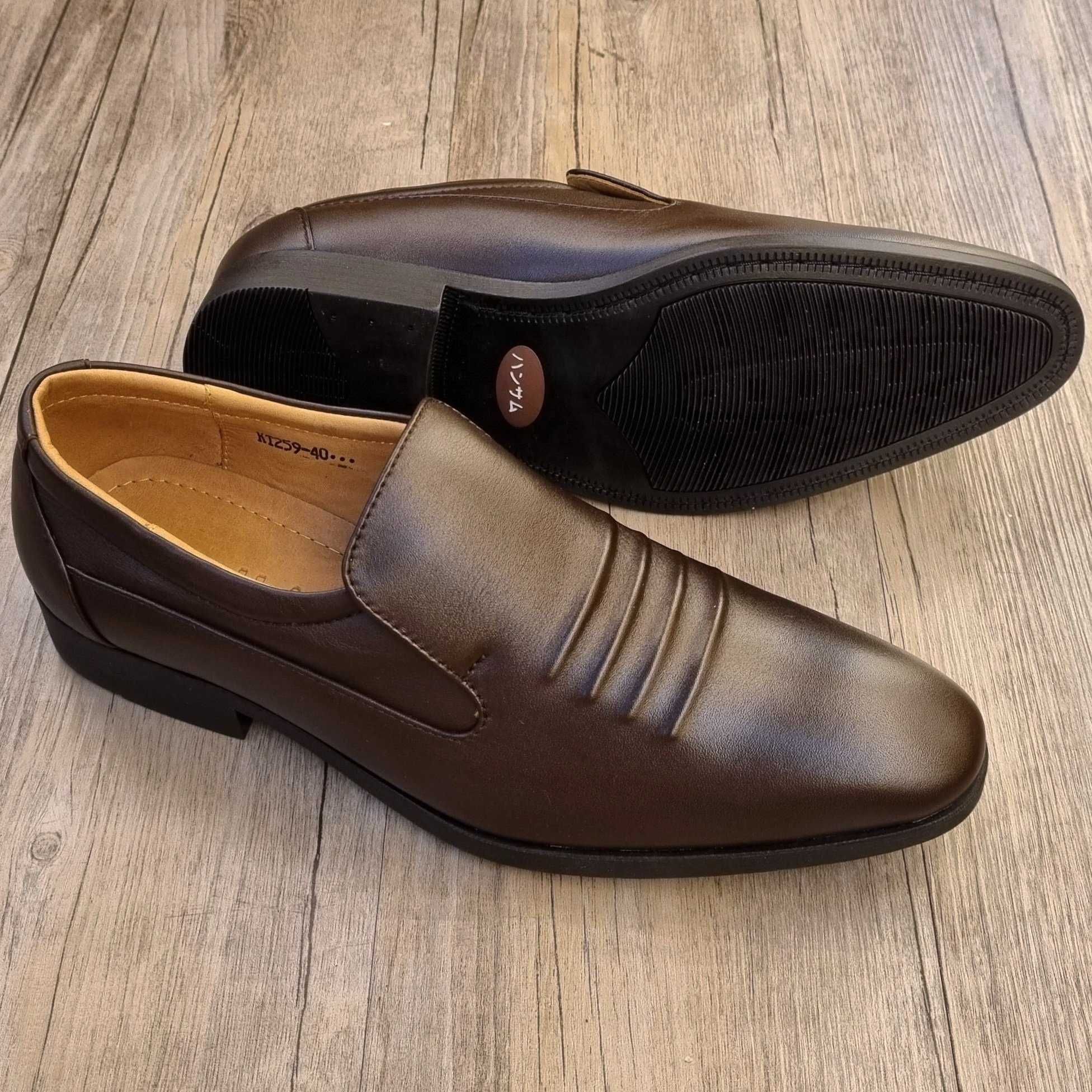  Giày tây Nhật Hansamu Office viền sóng HI Nâu 