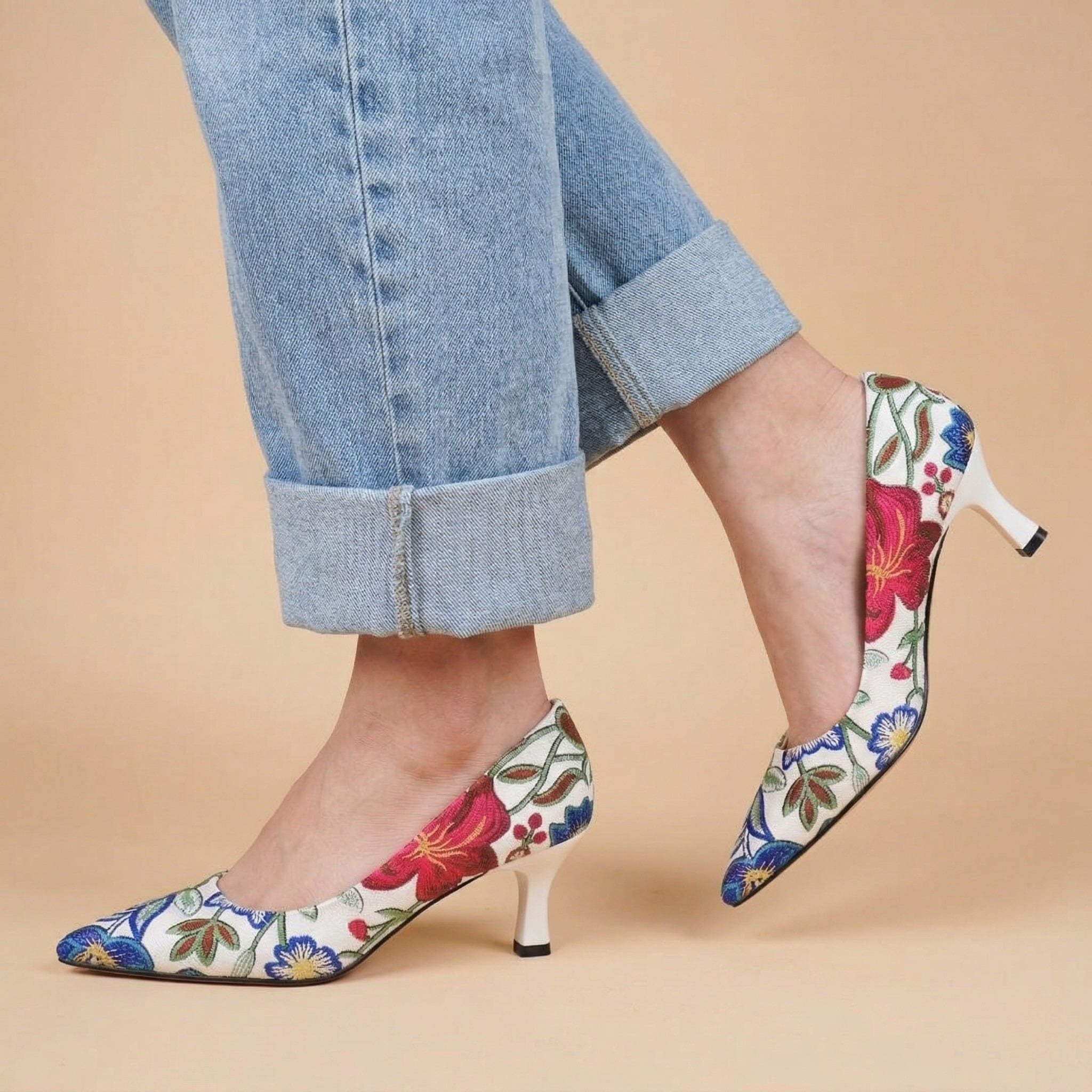  Giày cao gót nữ Kirei Biteki CP02 màu Trắng - Kitten heel công sở 