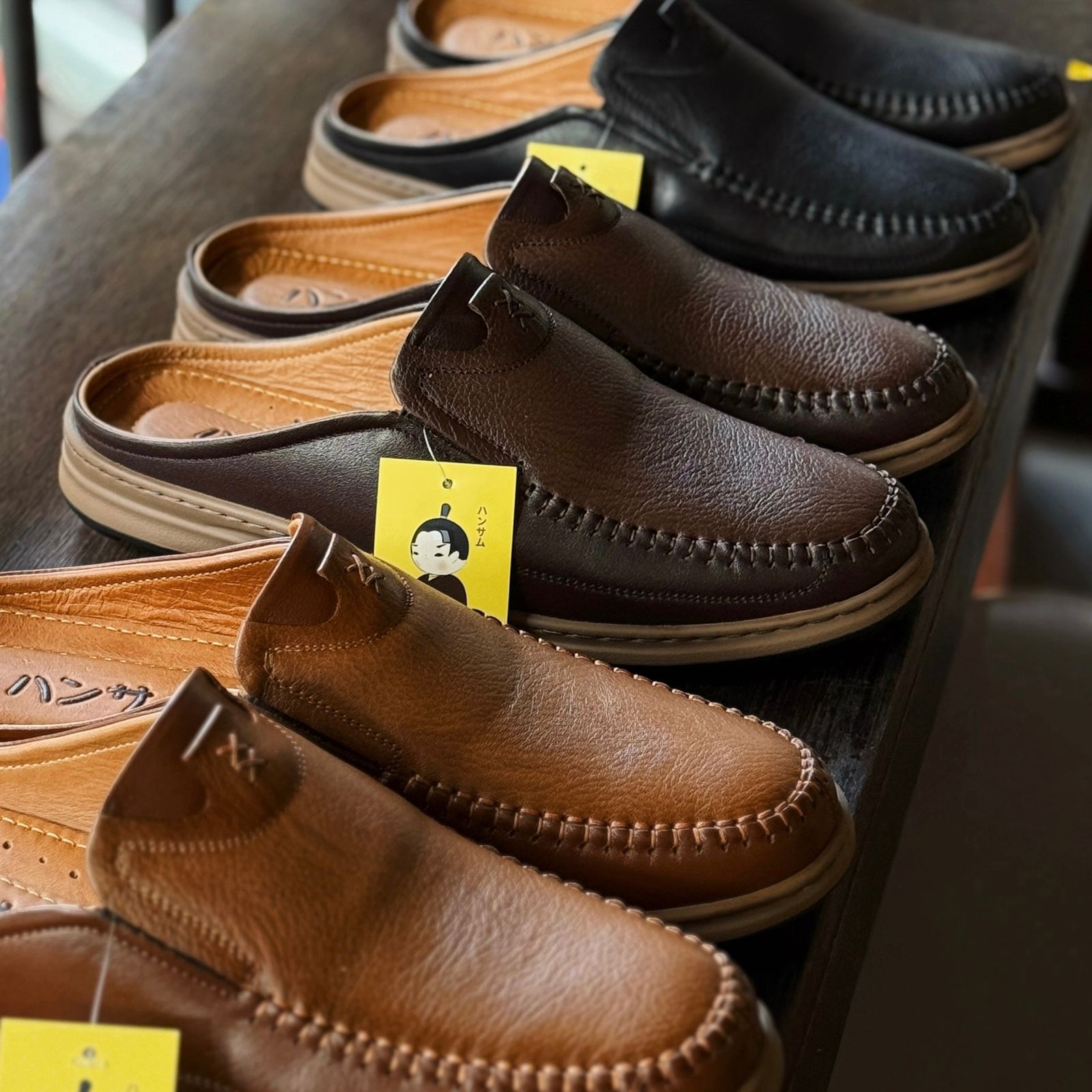  Dép Sục Nam Da Bò Hansamu Rõnin DGD11 màu Caramel - V1 