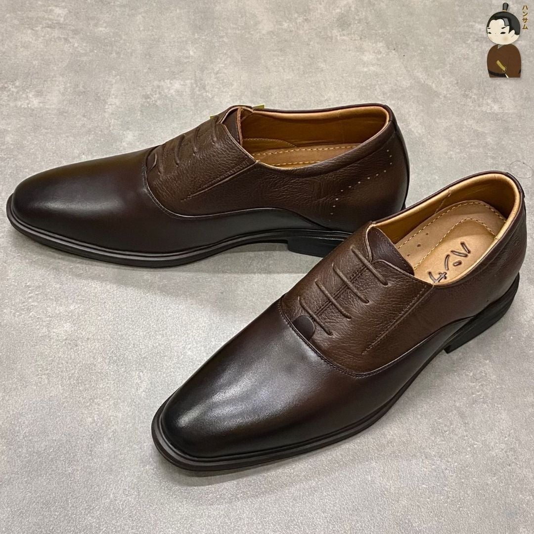  Giày lười Nam Hansamu Zen DGD02 màu Nâu - Oxford công sở 
