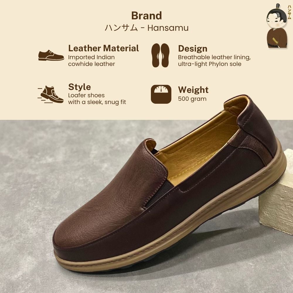  Giày lười Nam Hansamu Zen DGD04 màu Nâu - Loafer công sở 