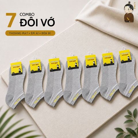 [Combo 7 đôi] Vớ Hansamu Shinobi active sock VNS01 L.Grey