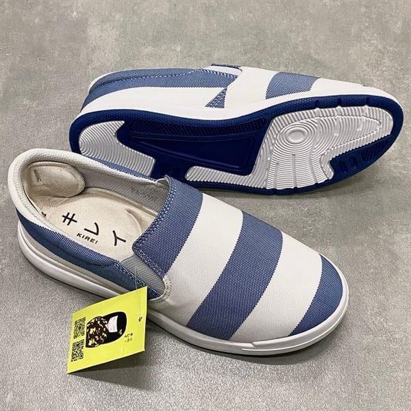  Giày búp bê nữ Kirei Nintai KH02 màu Trắng Xanh - Slip On nữ đi bộ 