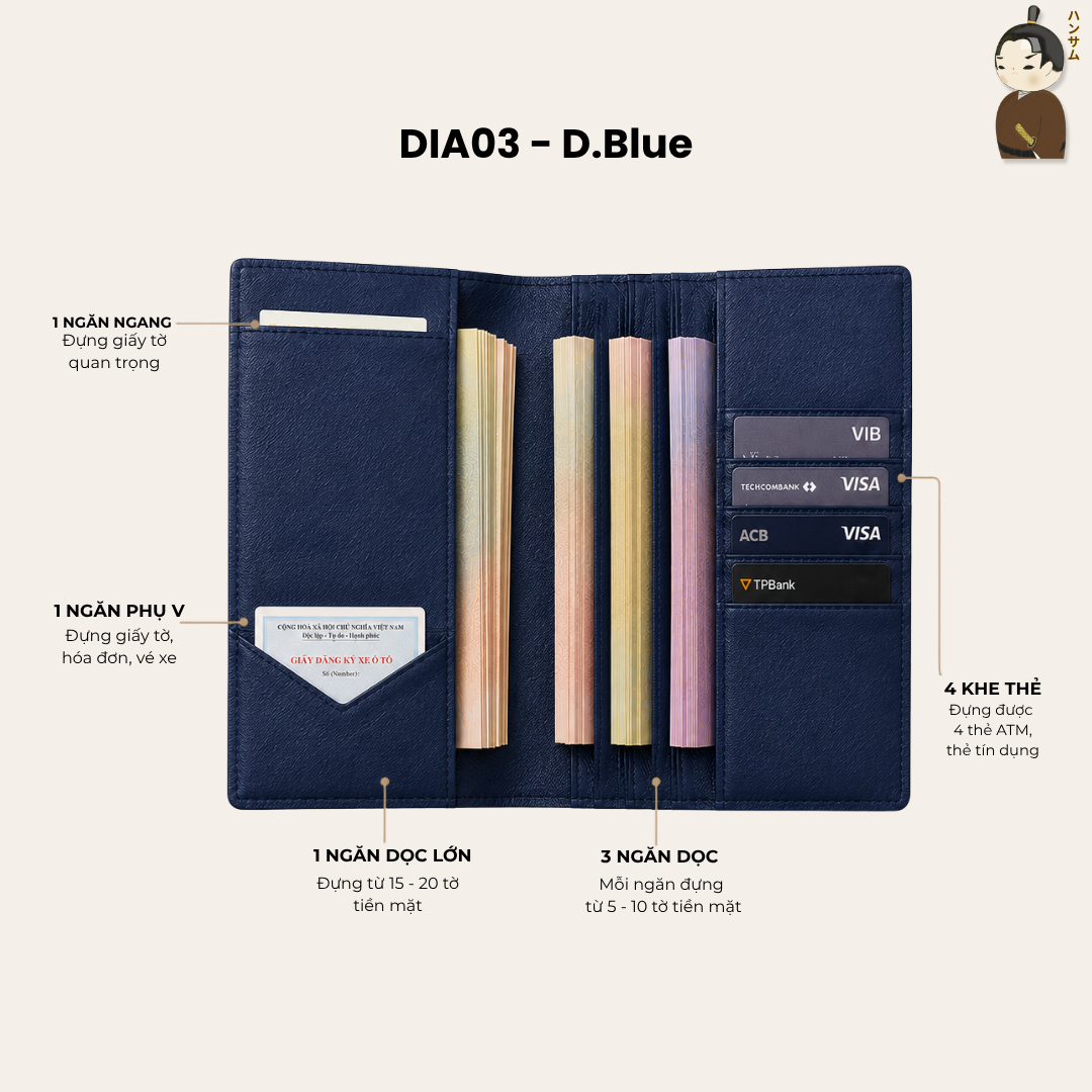  [Mua Kèm Deal Sốc - Giảm Ngay 200K] Han-Wallet DIA03 D.Blue 