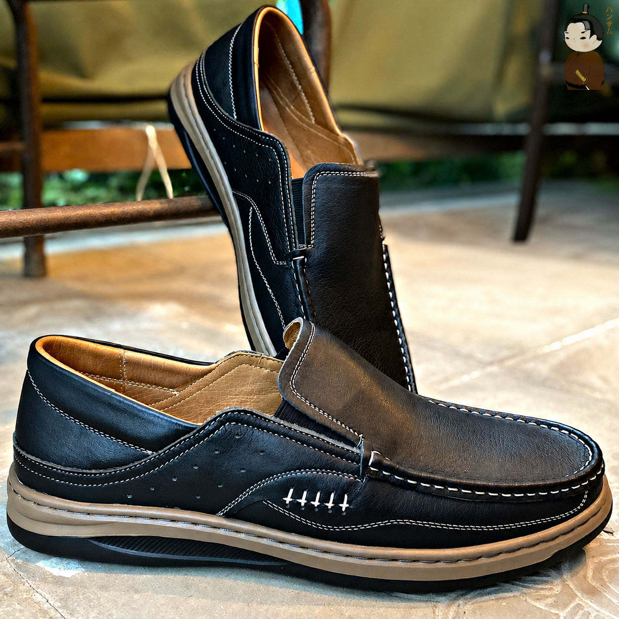  Giày lười Nam Hansamu Zen DGD05 màu Đen - Loafer công sở 