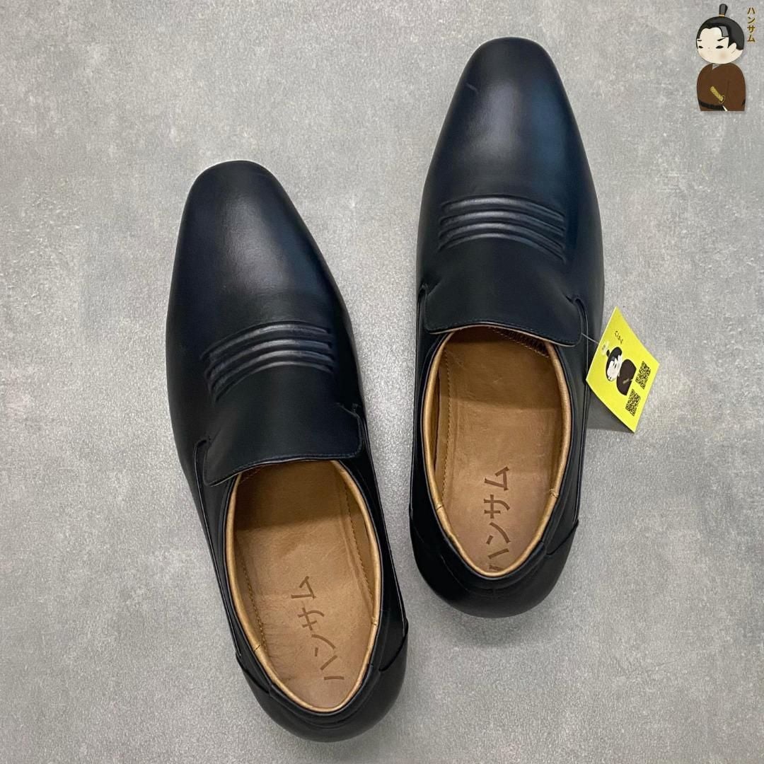  Giày tây Nhật Hansamu Office viền sóng LA Đen 