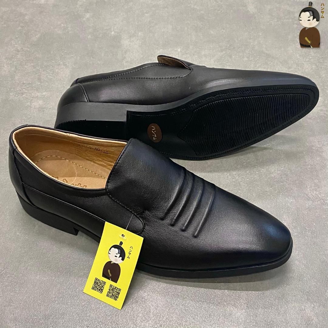  Giày tây Nhật Hansamu Office viền sóng LA Đen 