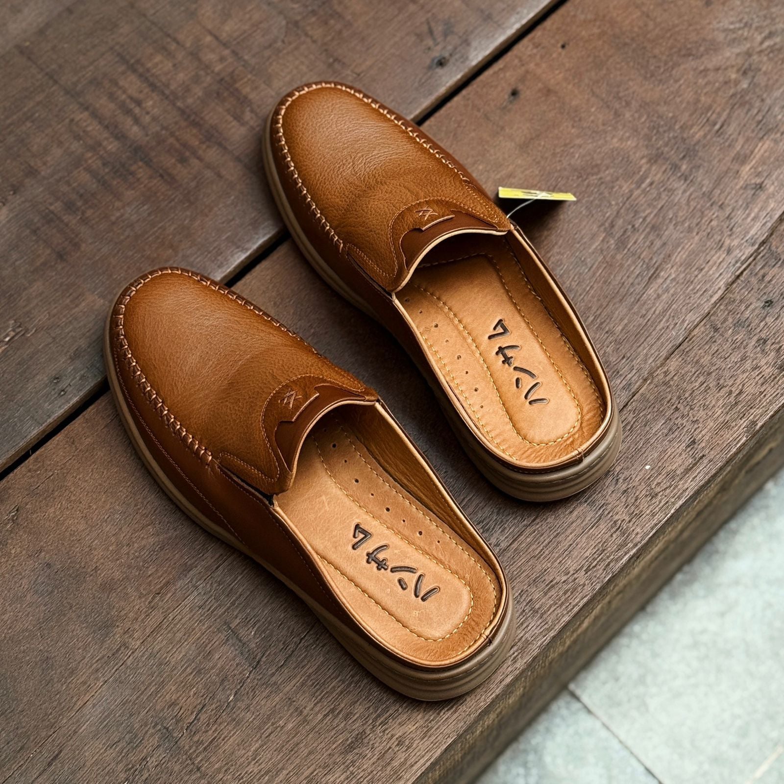  Dép Sục Nam Da Bò Hansamu Rõnin DGD11 màu Caramel - V1 