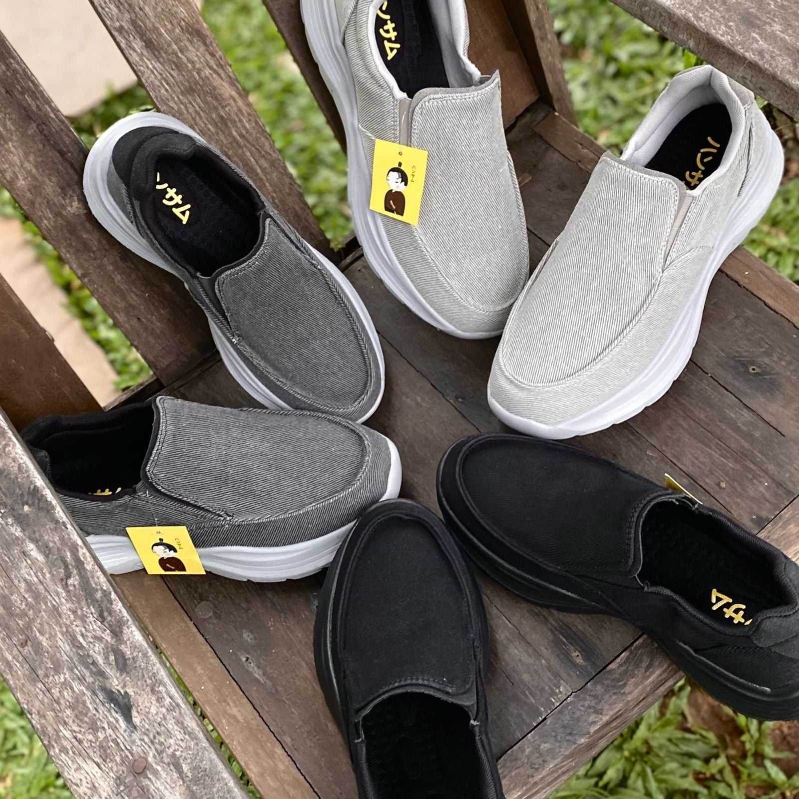  Hansamu Nin - Walk Slip-On BG09 Dark Grey 