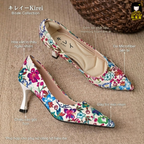 [Mới Về]Giày cao gót nữ công sở Kirei Biteki HH21 màu kem