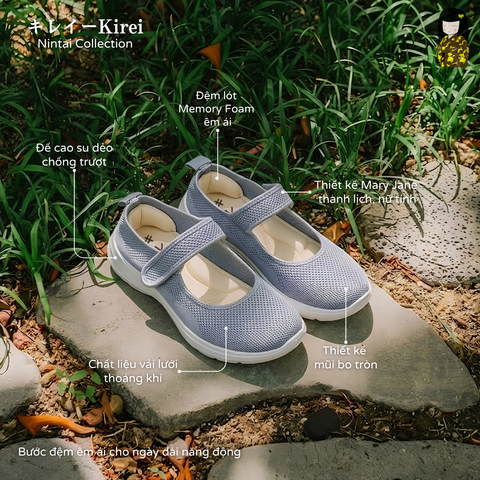 Giày búp bê nữ Kirei Nintai BG02 màu Xám - Slip On nữ đi bộ
