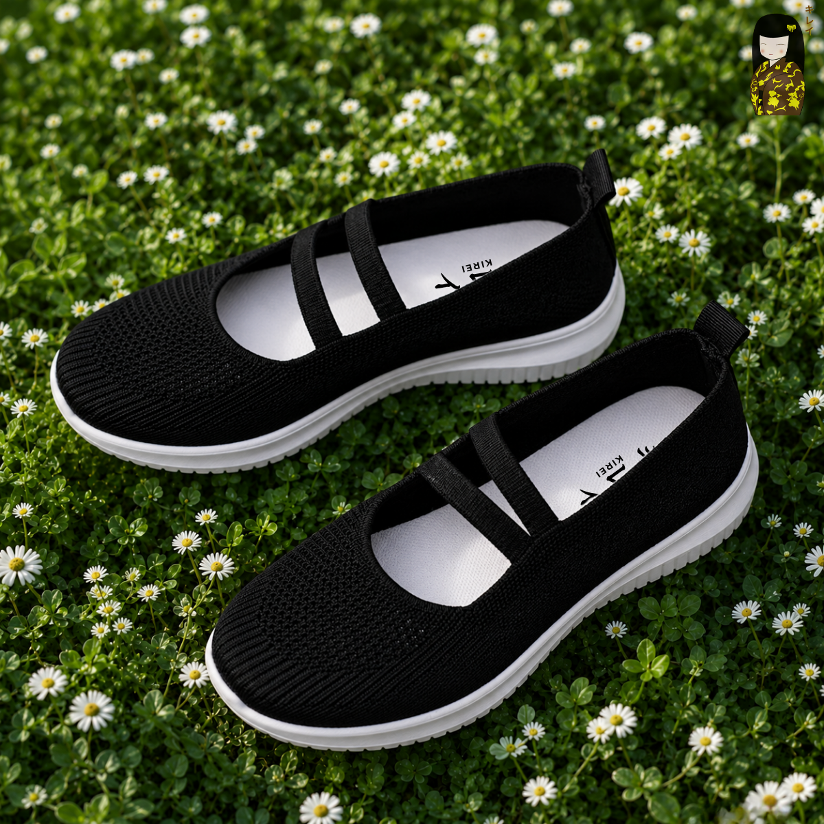  Giày búp bê nữ Kirei Nintai BG01 màu Đen - Slip On nữ đi bộ 