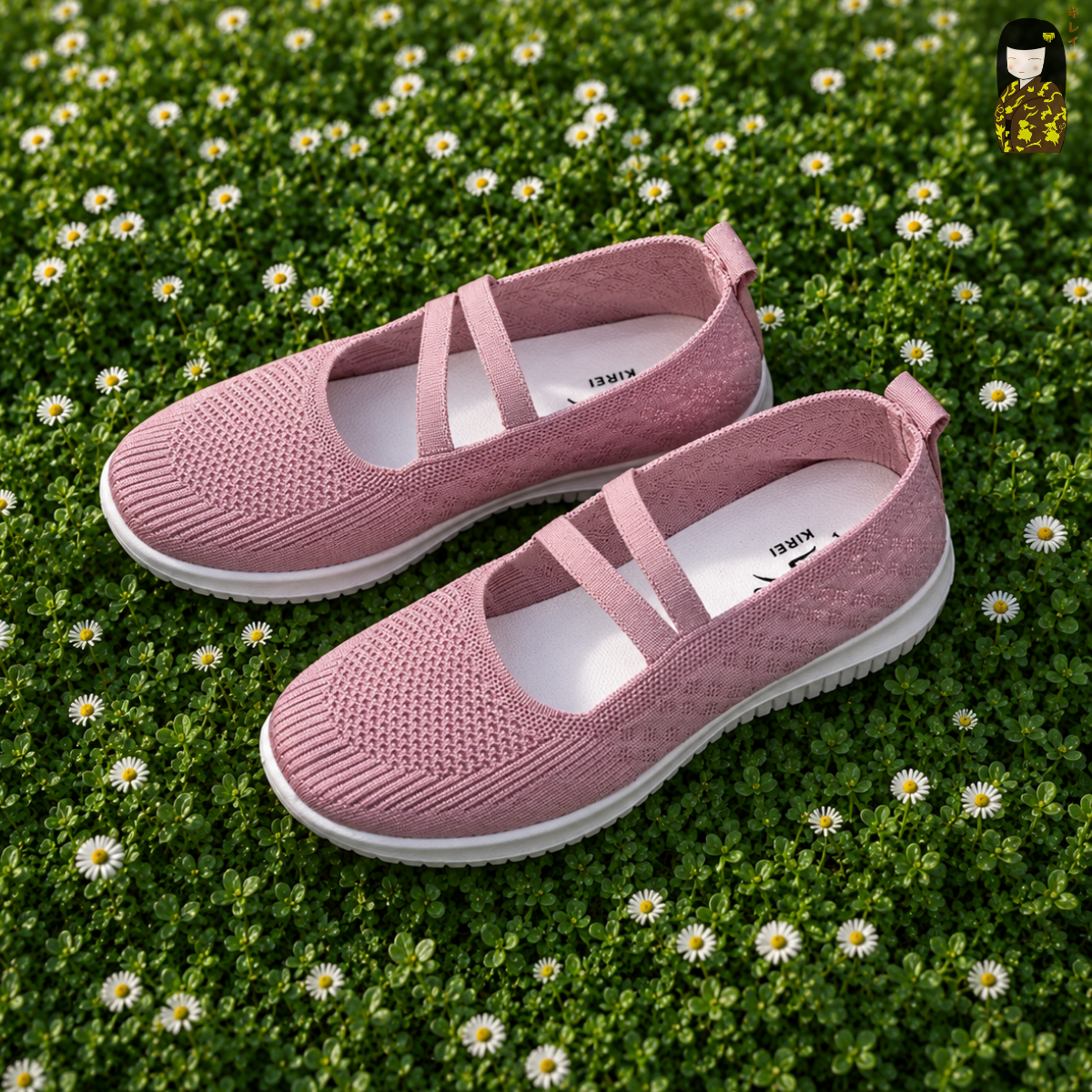  Giày búp bê nữ Kirei Nintai BG01 màu Hồng - Slip On nữ đi bộ 
