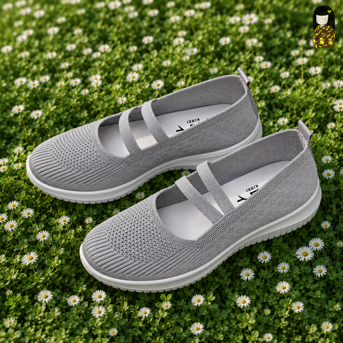  Giày búp bê nữ Kirei Nintai BG01 màu Xám - Slip On nữ đi bộ 