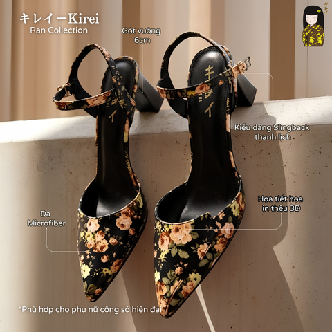 [Mới Về] Giày slingback nữ công sở Kirei Biteki HH26 màu đen