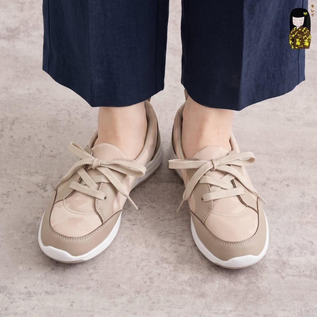  Giày đi bộ nữ Kirei Hime BG08 màu Be Camo 