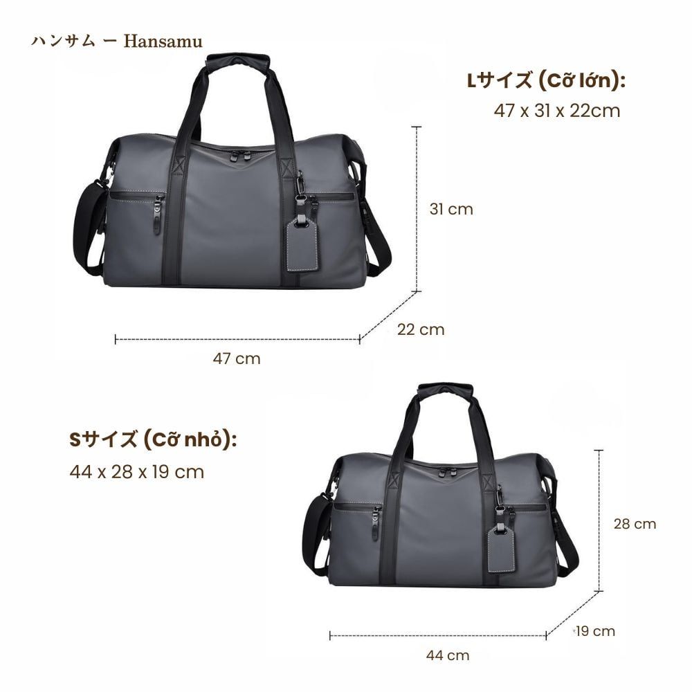  Hansamu Raiden - Waterproof Travel Small Bag BGB21 Dark Grey 