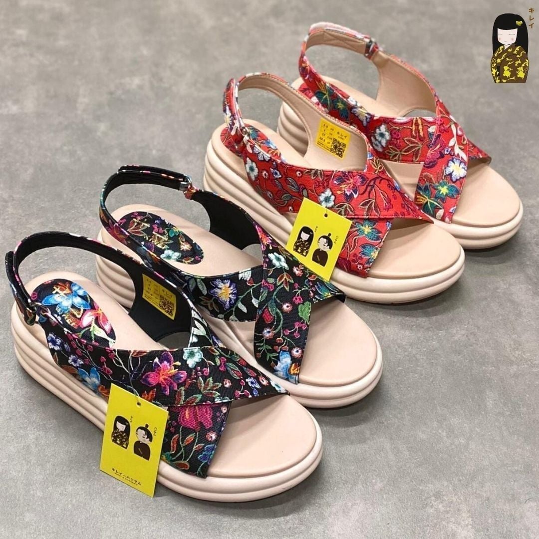  Sandal đế xuồng nữ Kirei Biteki CP09 màu Đỏ - Công sở êm chân 