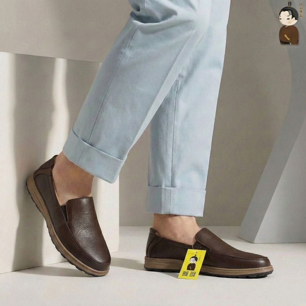  Giày lười Nam Hansamu Zen DGD04 màu Nâu - Loafer công sở 