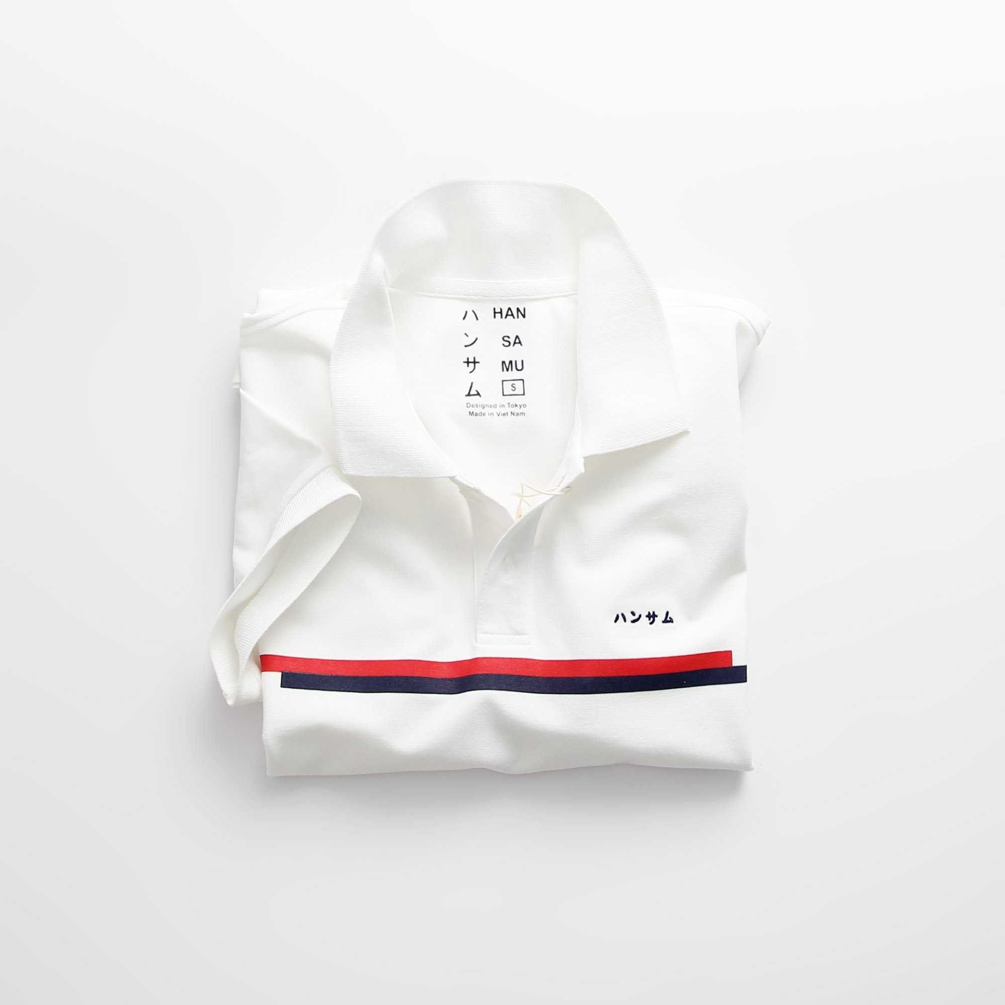  Áo thun tennis Hansamu 2 sọc JNT Trắng 