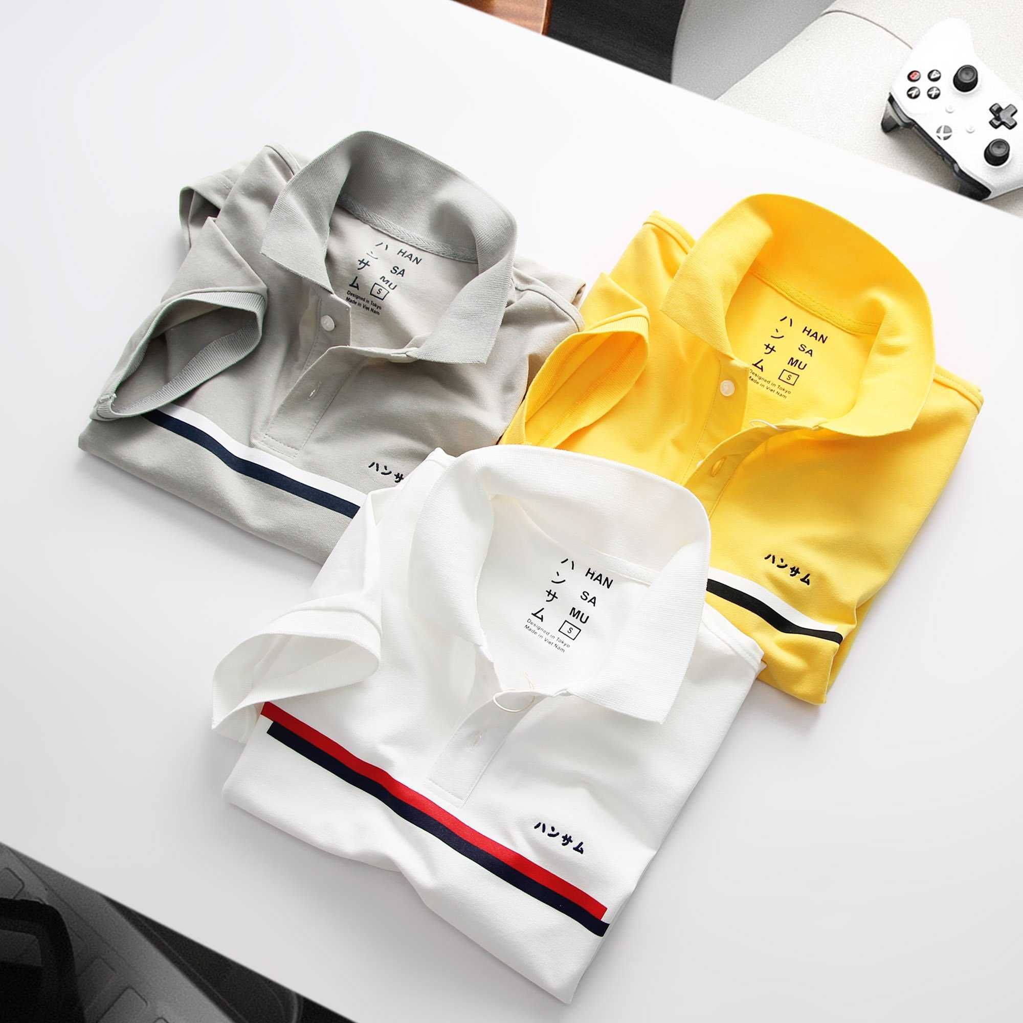  Áo thun tennis Hansamu 2 sọc JNT Trắng 