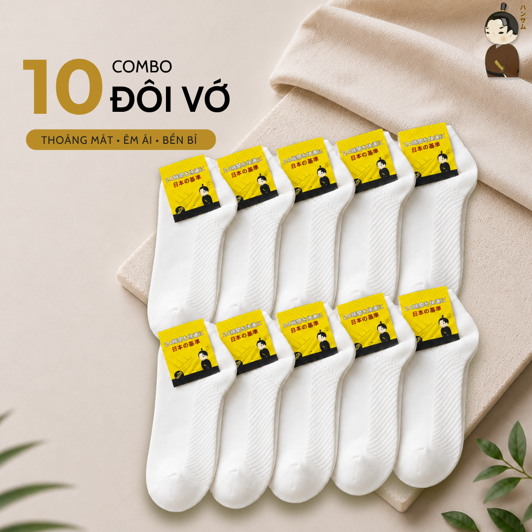  Hansamu Shinobi - Daily Sock BG14 White 