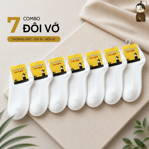 [Combo 7 đôi] Vớ Hansamu Shinobi daily sock BG14 White