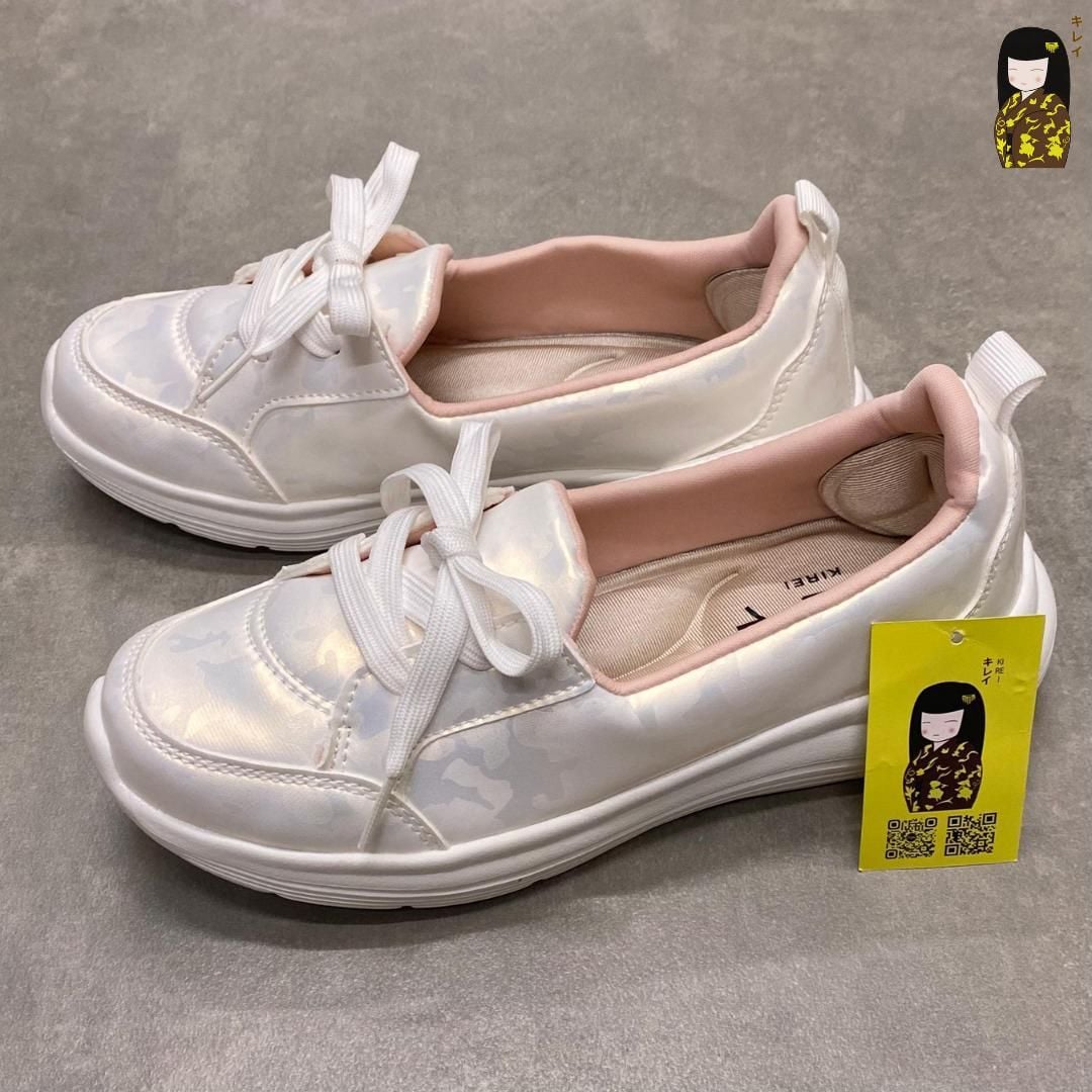  Kirei Hime - Walk Sneakers BG08 White Camo - Giày Thể Thao Nữ Phong Cách Nhật - Đế Phylon siêu nhẹ 