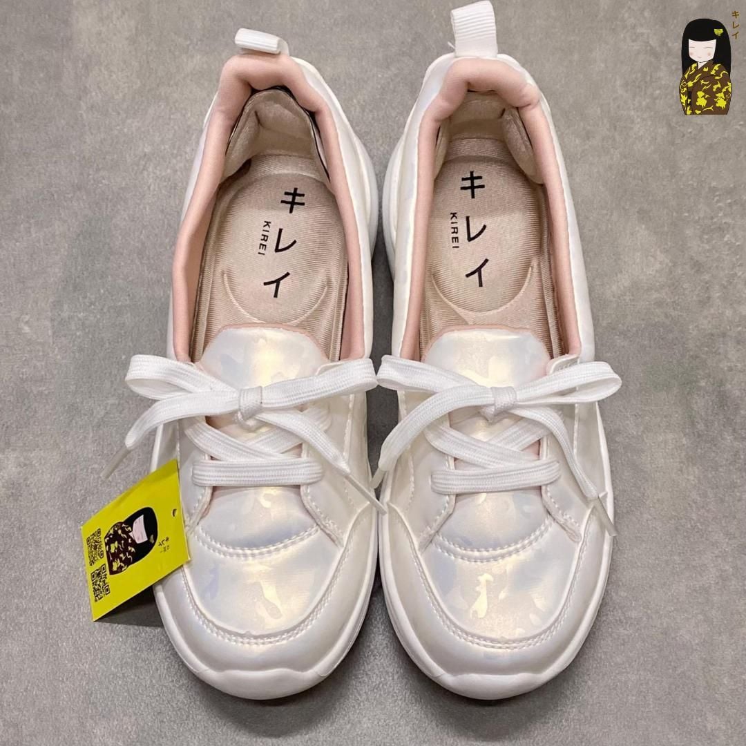  Kirei Hime - Walk Sneakers BG08 White Camo - Giày Thể Thao Nữ Phong Cách Nhật - Đế Phylon siêu nhẹ 