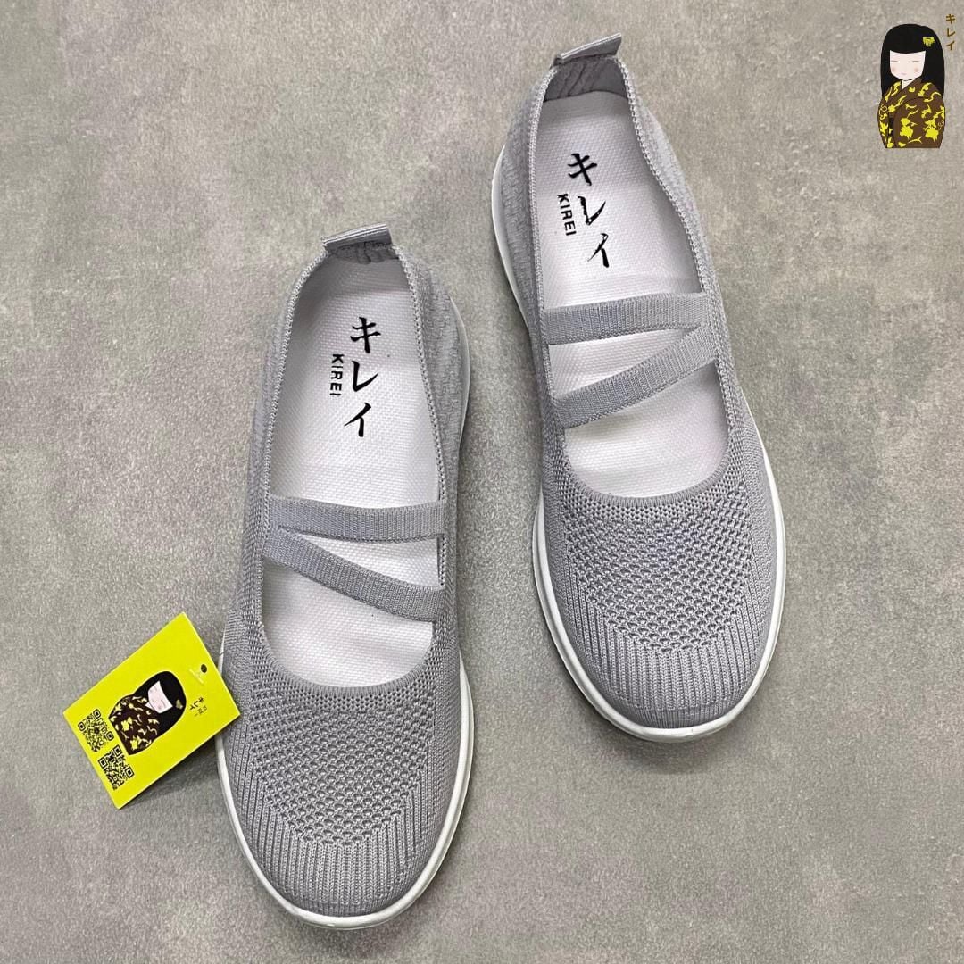  Giày búp bê nữ Kirei Nintai BG01 màu Xám - Slip On nữ đi bộ 