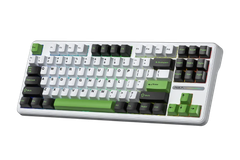 ** Bàn phím cơ 3 mode Aula F87 Đen trắng xanh lá, Grey Wood V4 Switch