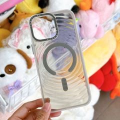 ** Ốp iPhone 14 Pro Max lưng màu trong vân sóng magsafe