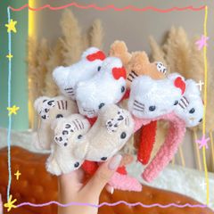 ** Cài tóc lông 3 mặt kitty hồng/đỏ/nâu